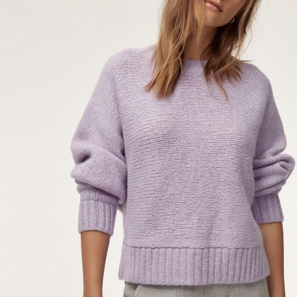 The Group Babaton Maurier 100% Alpaca Sweater | Pastel Lilac | Medium | EUC